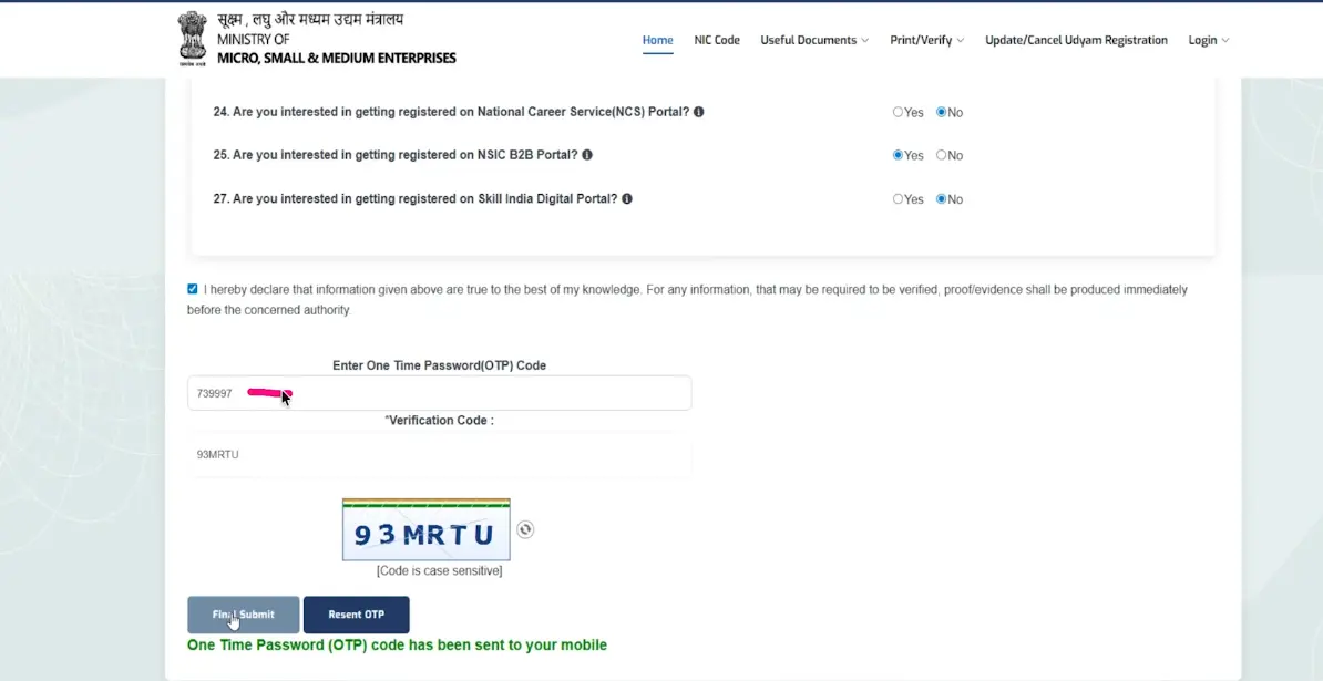 Verify and Submit the Application Form